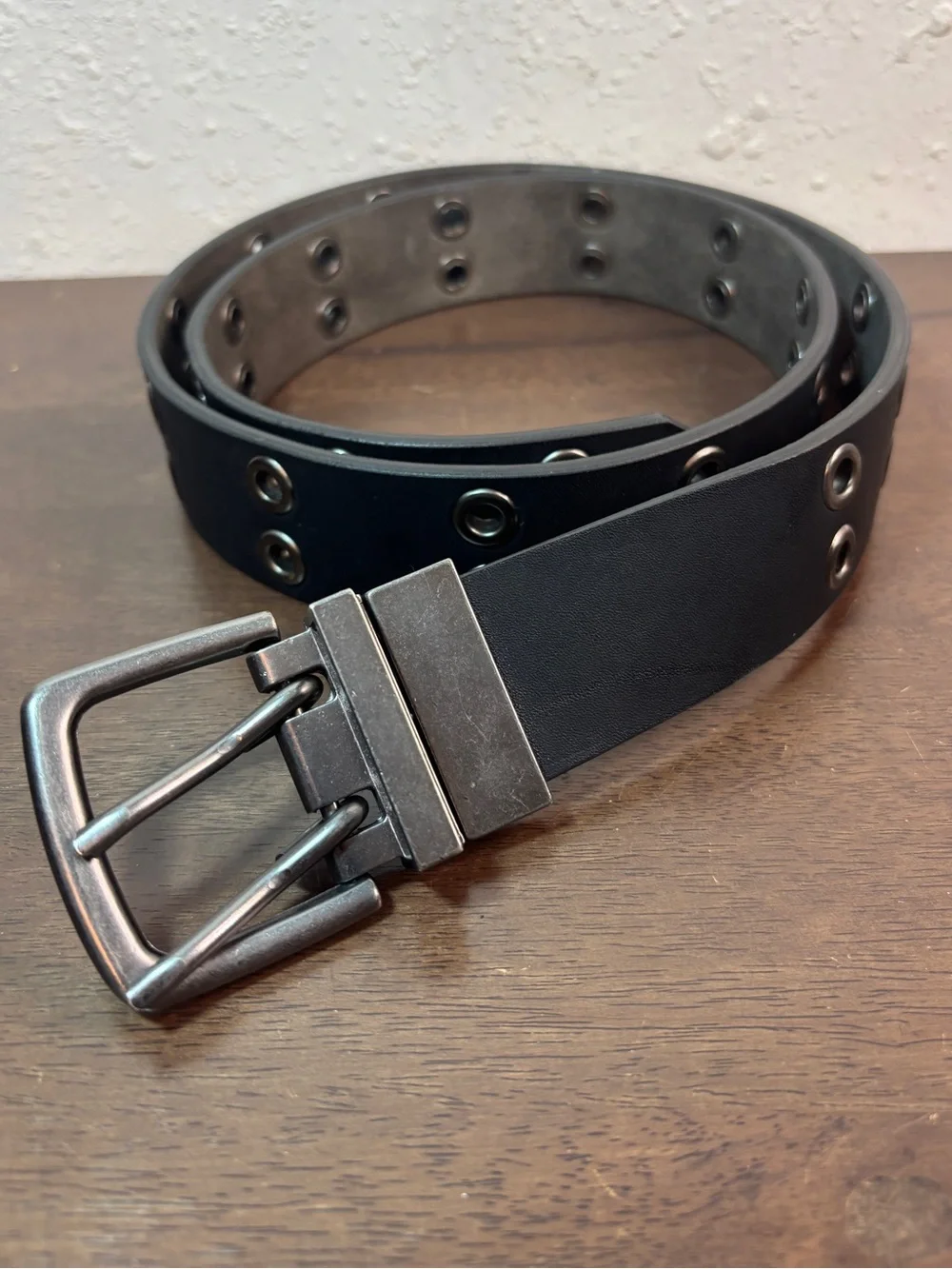 Classic Men's Black Grommet Leather Belt